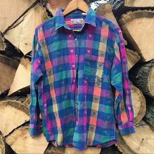 Angelique nyc Vintage Button down rainbow hearts